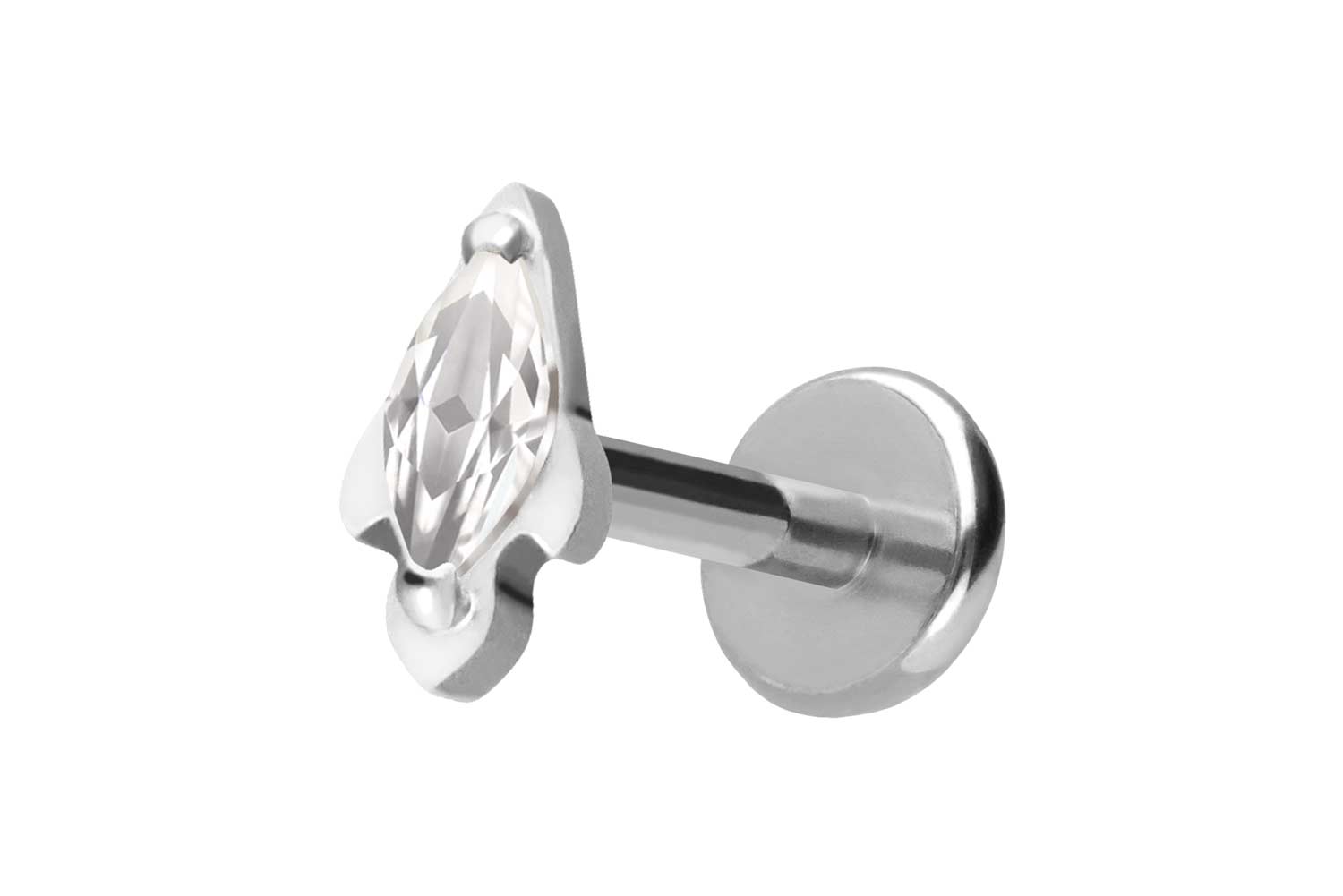 Titan Labret Piercing mit Push Fit KRISTALLRAKETE